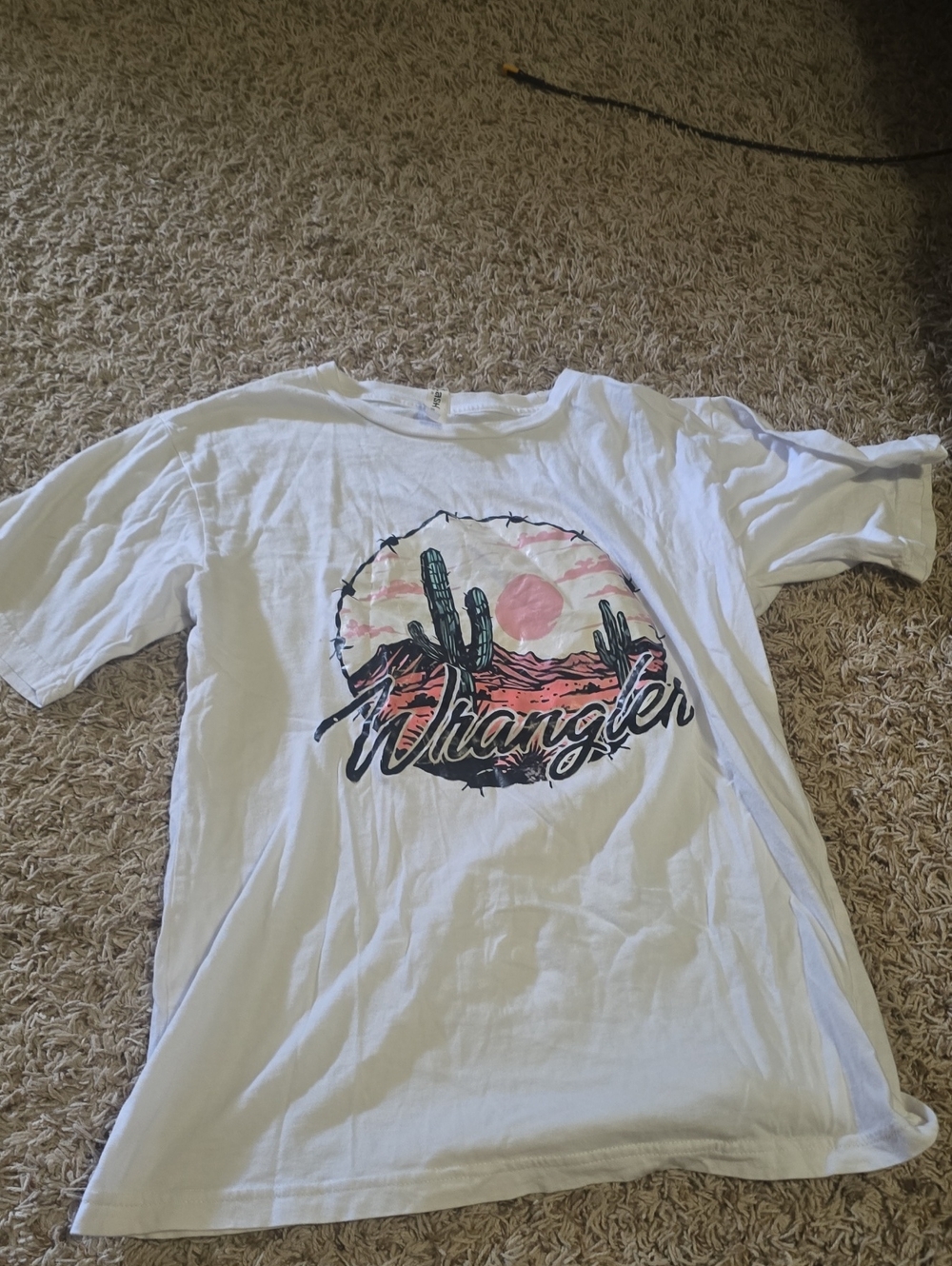 Wrangler White Short Sleeve Tee with Pink Desert Graphic